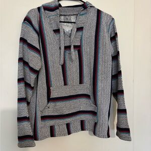 On Running Herringbone Hoodie with Red and Blue Accents